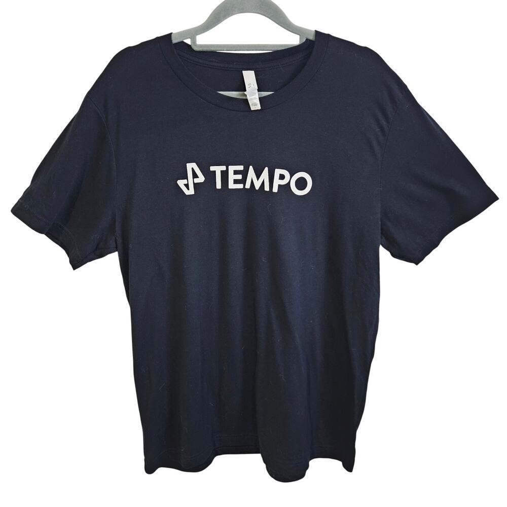Tempo Logo Tee Shirt Men's Size L Black The Motive Training Tee Workout Gym Bro